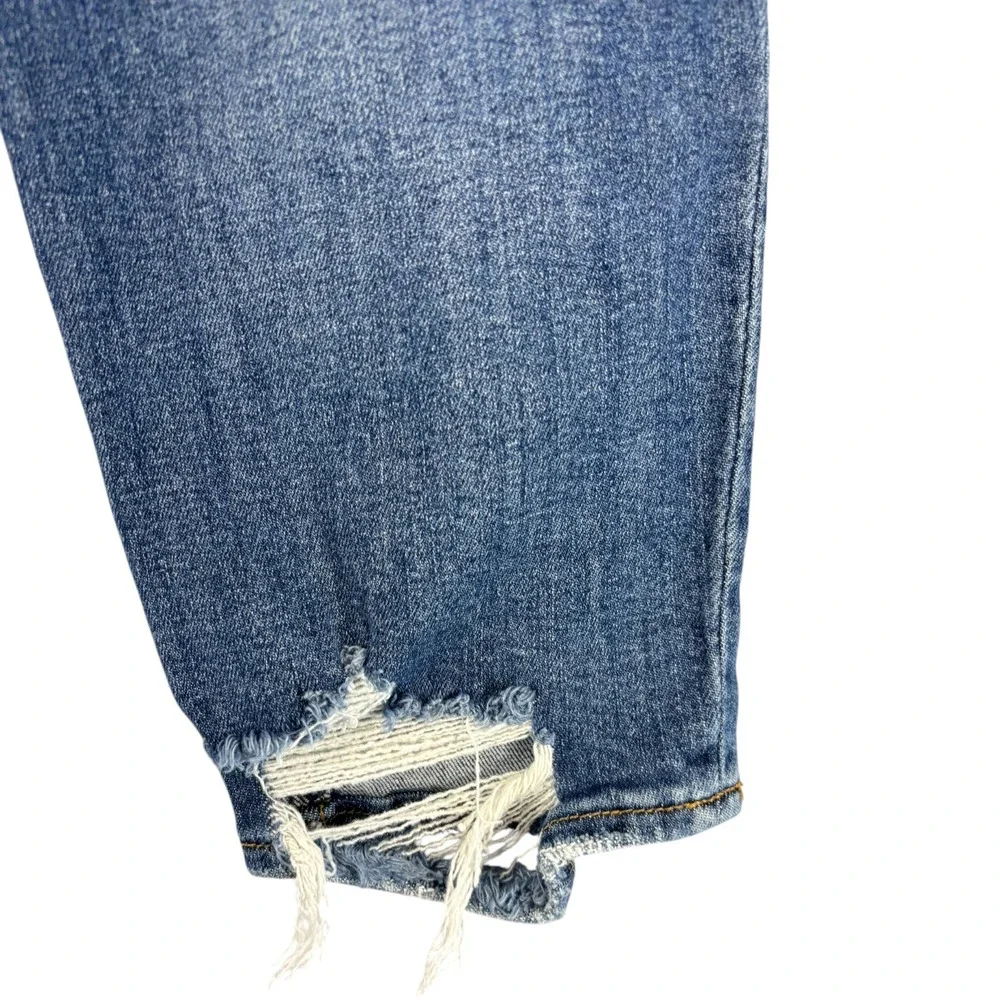 Risen Jeans Women 11/30 High Rise Distressed Skinny Ankle Raw Hem Stretch Blue